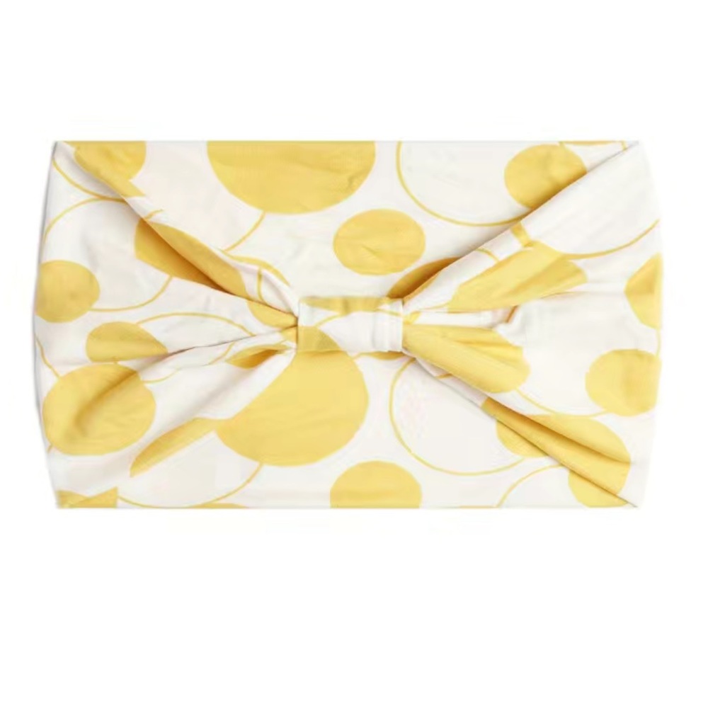 Women's White And Yellow Dotted Wide Sweat-Absorbing Stretchy Headband